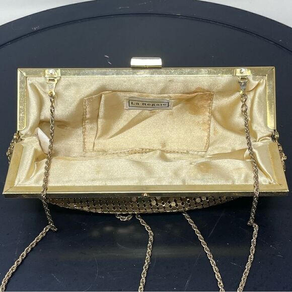 La Regale Chain Gold Sequin Bling Evening Gala Bag Vintage - Picture 8 of 10